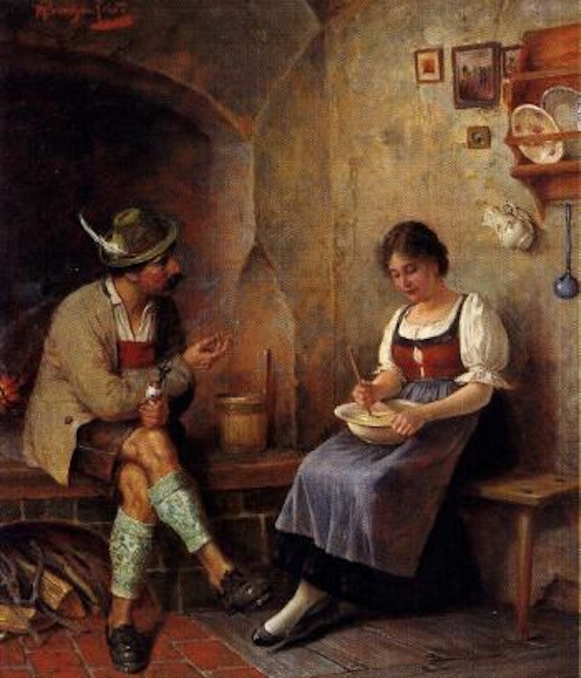 Conversation in the kitchen by Alois Heinrich Priechenfried
