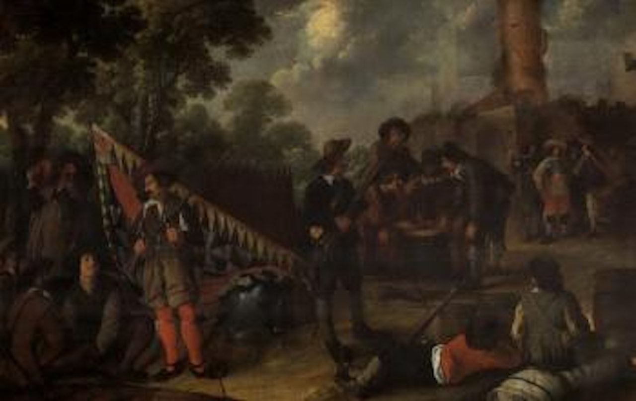 Campamento con soldados descansando by Cornelis de Wael