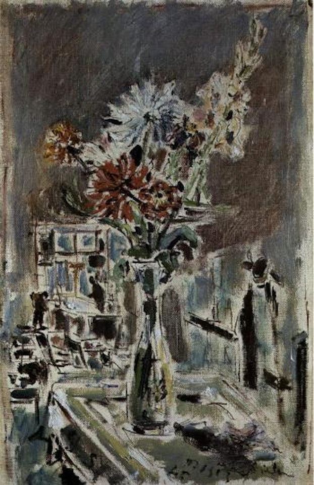 Vase of flowers in an interior by Filippo de Pisis