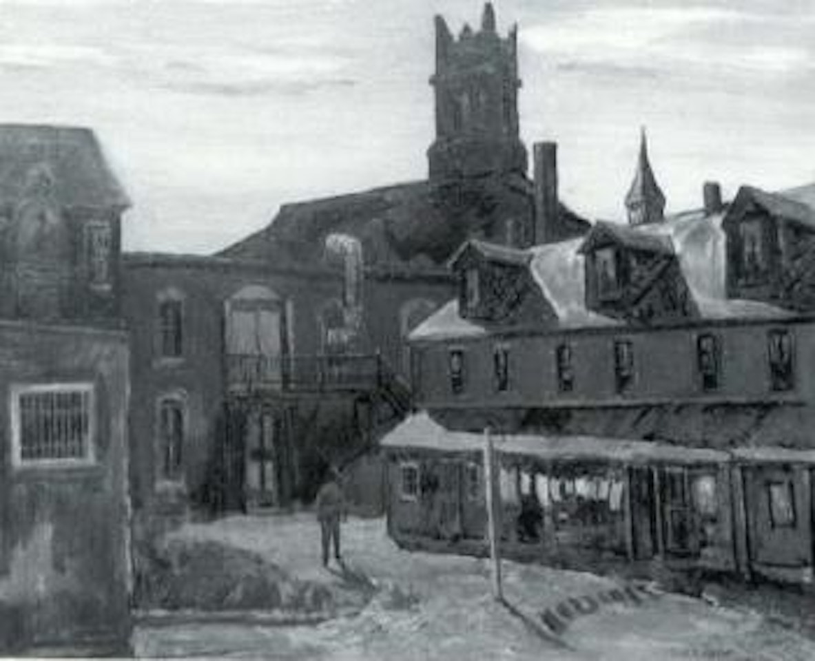Allentown backyards, church in the city by Walter Emerson Baum