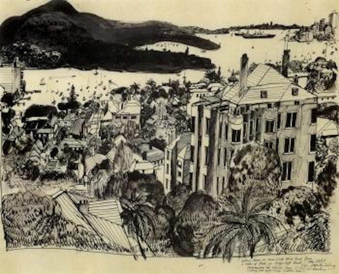 Looking down New South Head Road from a block of flats by Brett Whiteley