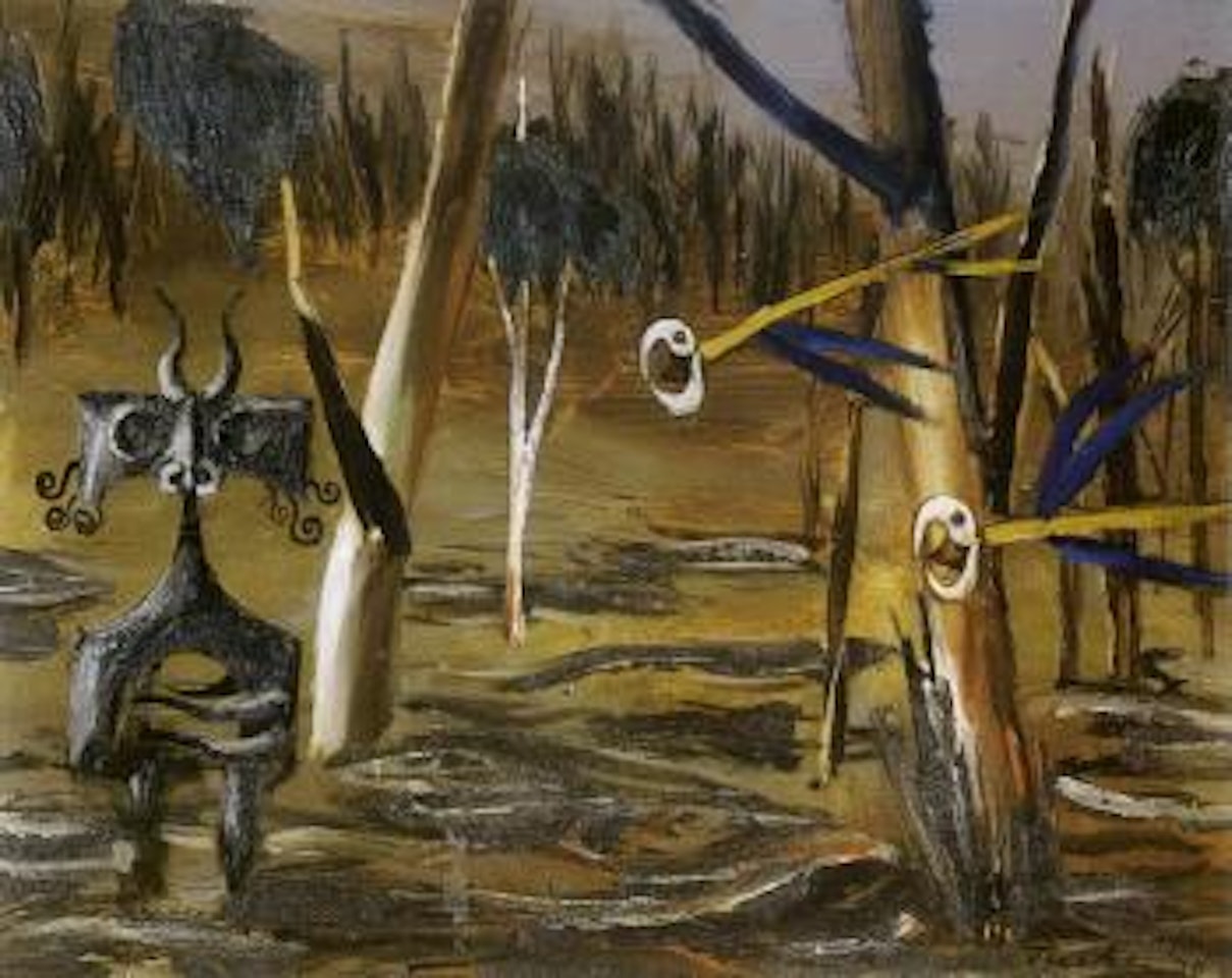 Faun and parrots by Albert Tucker