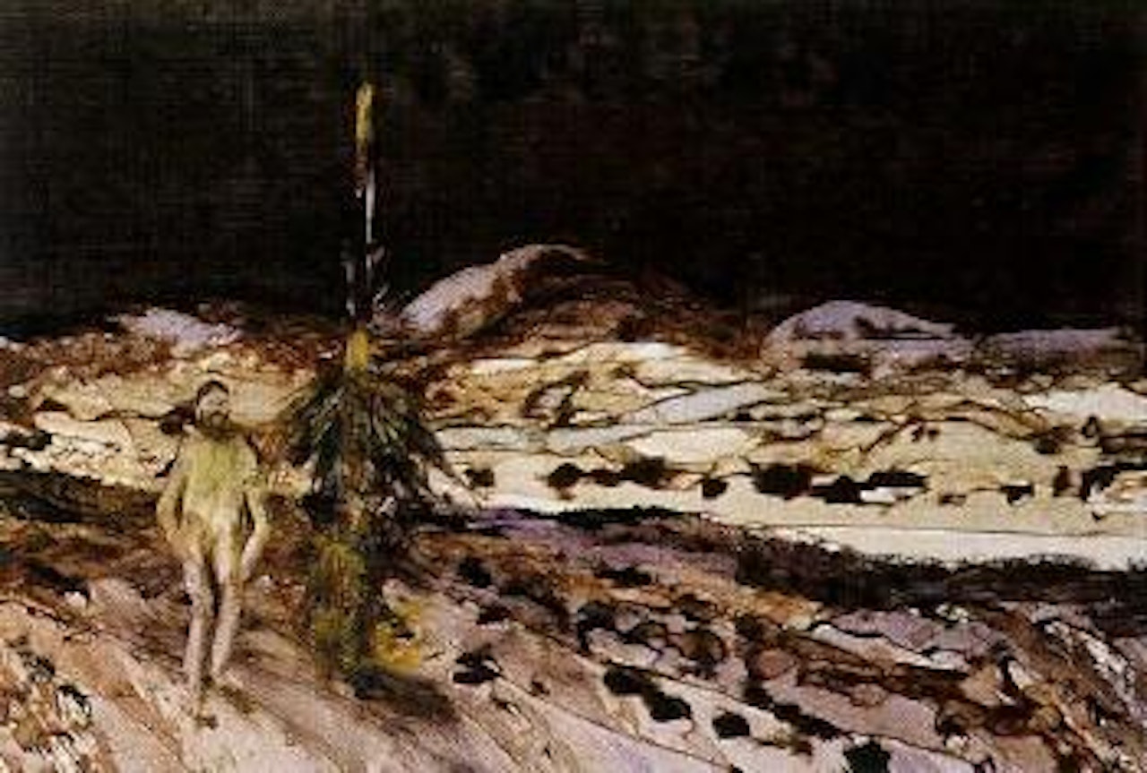 Figure in a landscape by Sidney Nolan