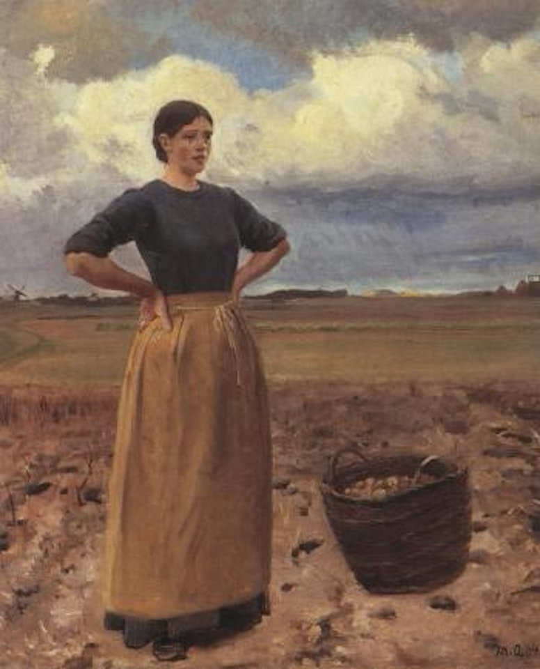 Young girl - Marie harvesting at Skagen by Michael Ancher