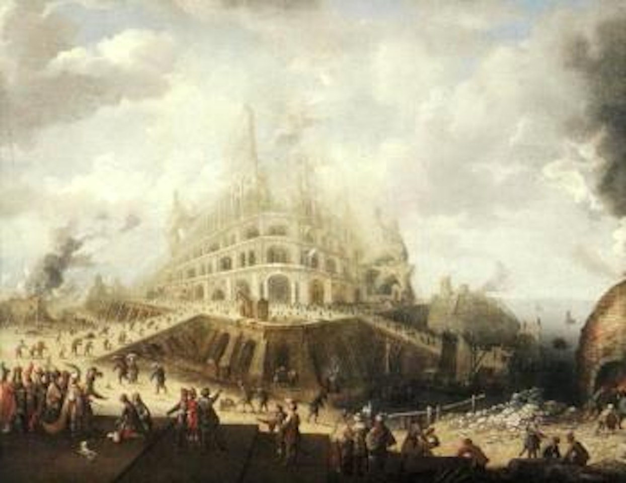 Building the Tower of Babel by Flemish School