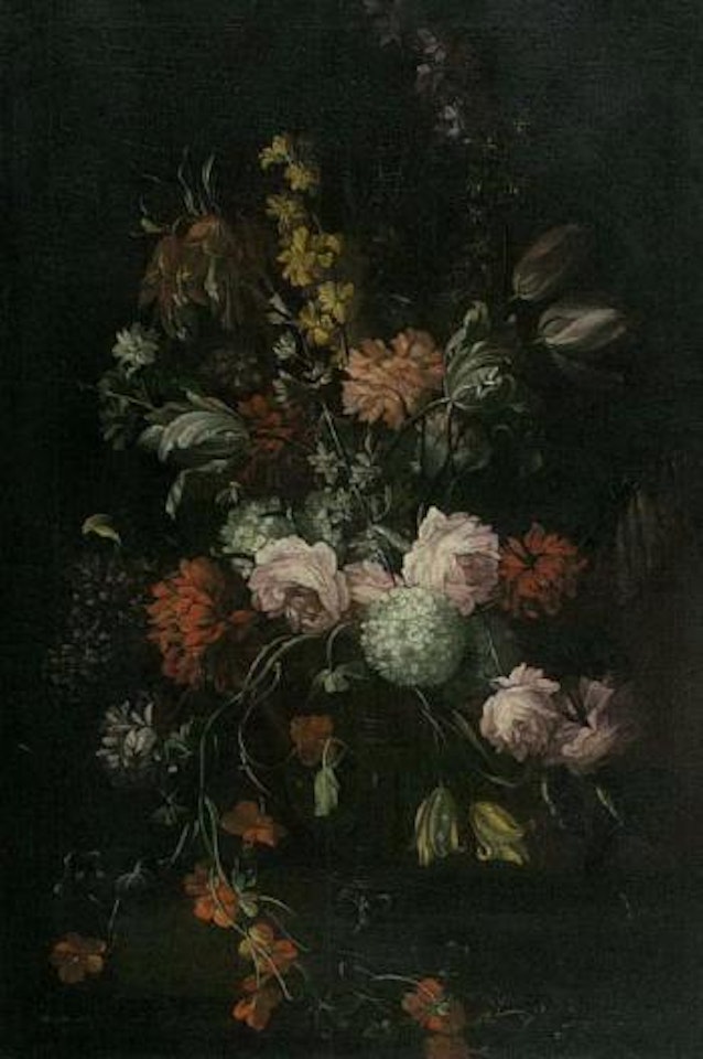 Stil life of flowers with roses, tulips and carnations by Dutch School