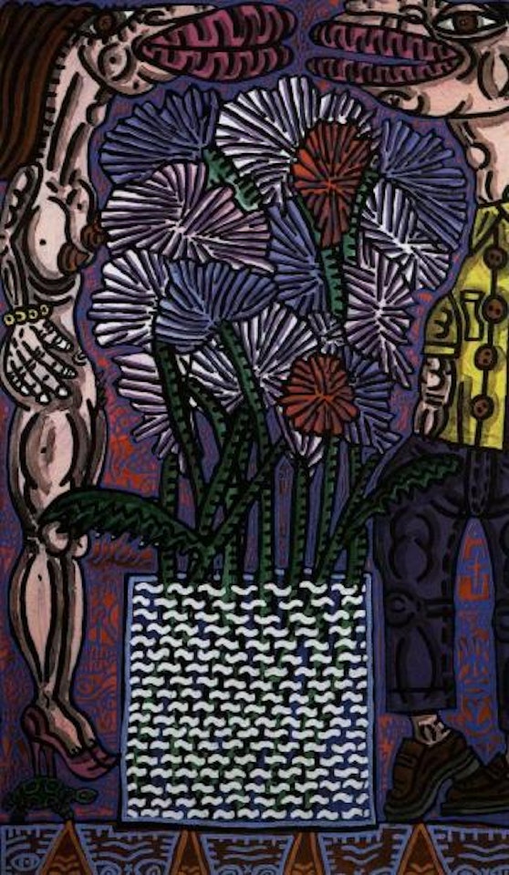 Couple au vase de fleurs by Robert Combas