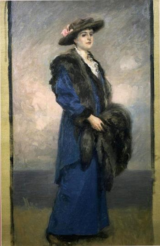 Artist's wife carrying a fur by Rupert Charles Wulsten Bunny