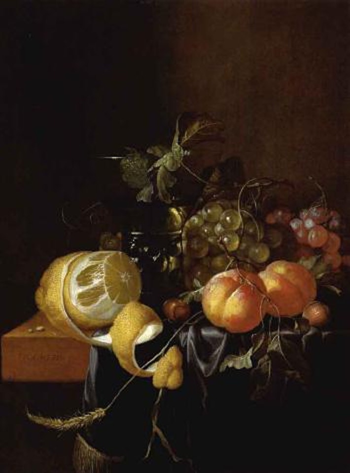 Still life with fruit and glass of wine by Cornelis de Heem