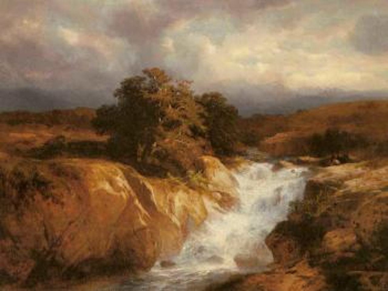 Small waterfall in rocky landscape by Alexandre Calame