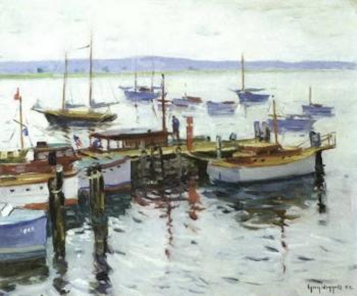 Harbour scene probably near Old Lyme, Connecticut by Guy Carleton Wiggins