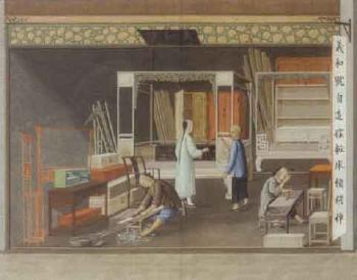 Interior of a Cantonese shop making furniture for the West by Chinese School