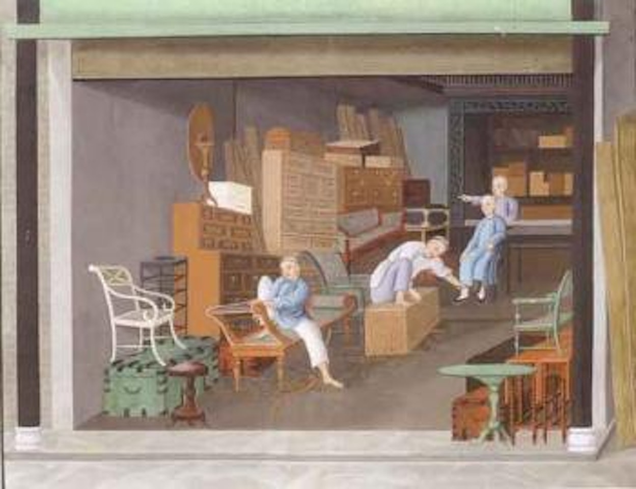Cantonese shop making furniture in the Western style by Chinese School