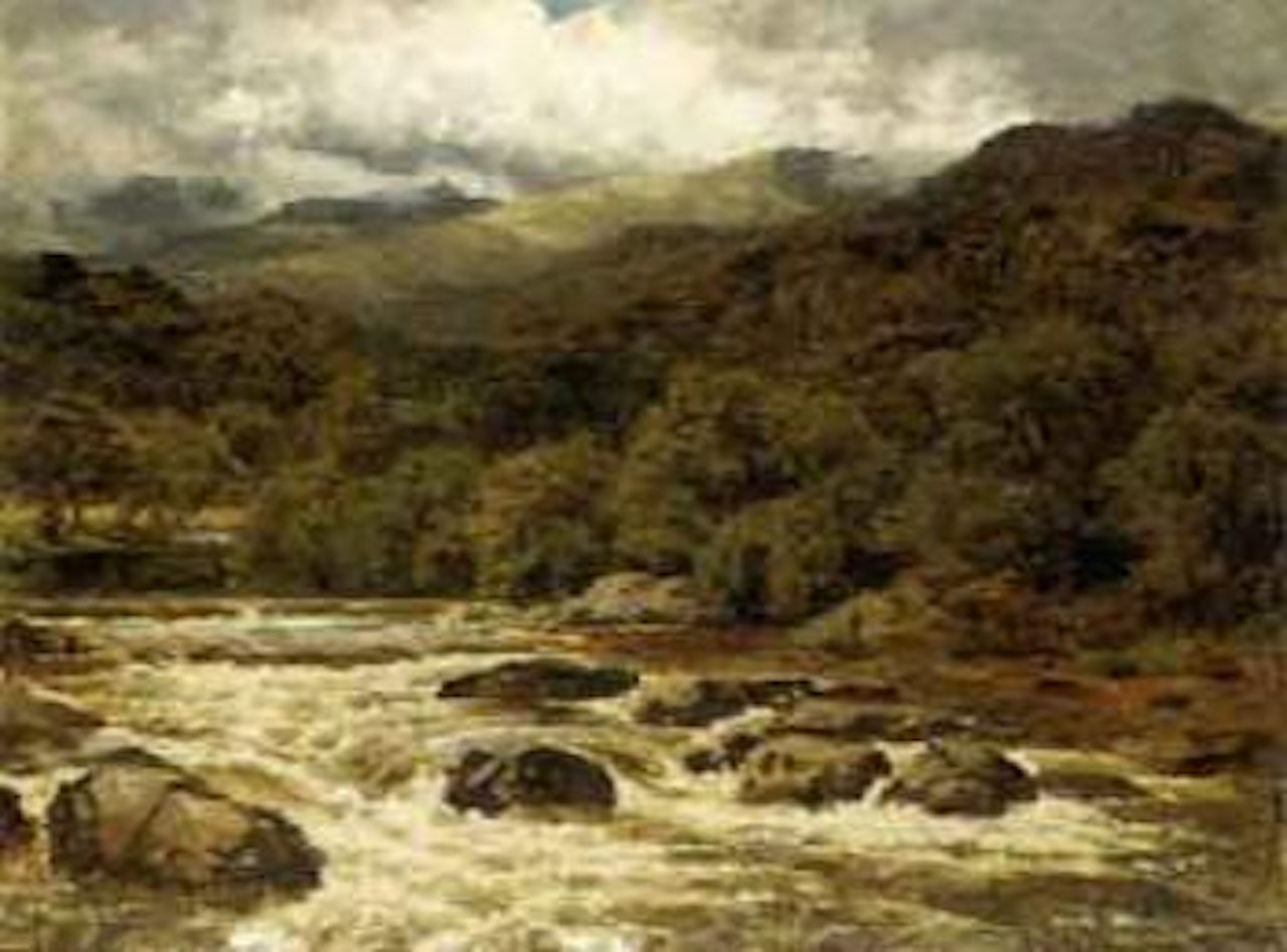 River landscape by Benjamin Williams Leader
