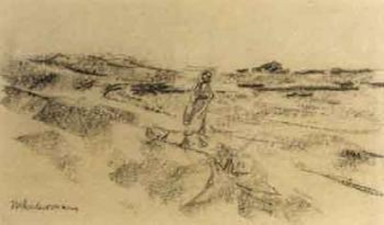 Dunenlandschaft mit weiblicher figur by Max Liebermann