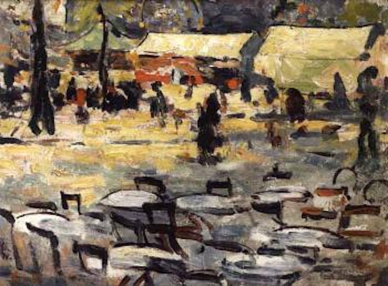 La Terrassa du cafe devant le cirque de Rouen by Louis Valtat