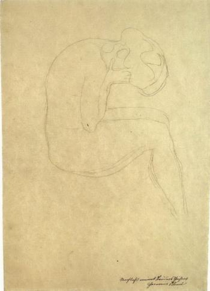 Seated female nude with head in hands by Gustav Klimt