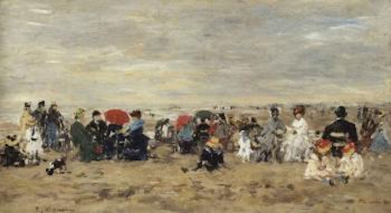 Trouville scene de plage by Eugène Boudin