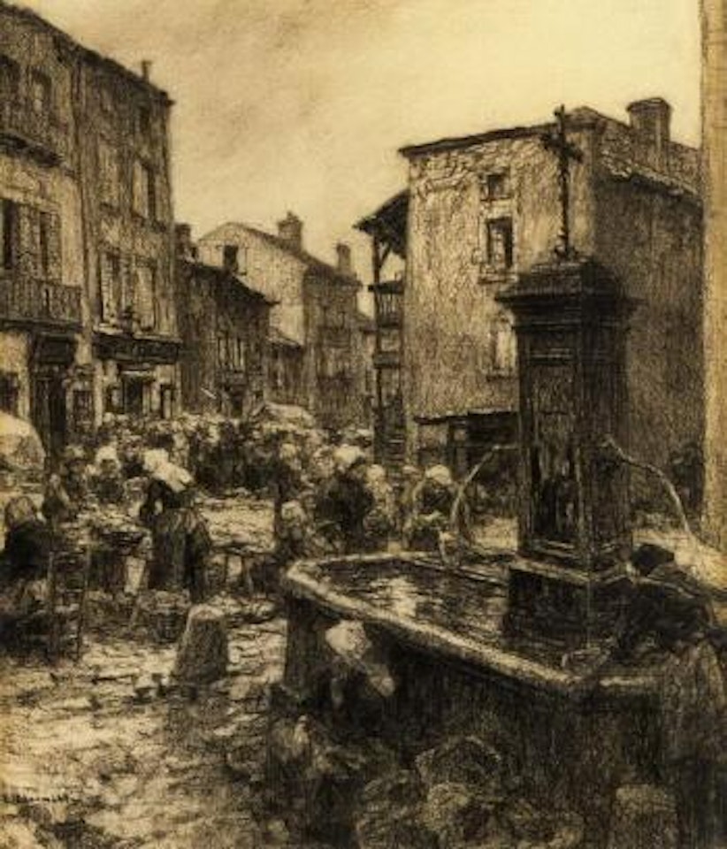 Fontaine a Chatelguyon by Léon Augustin Lhermitte