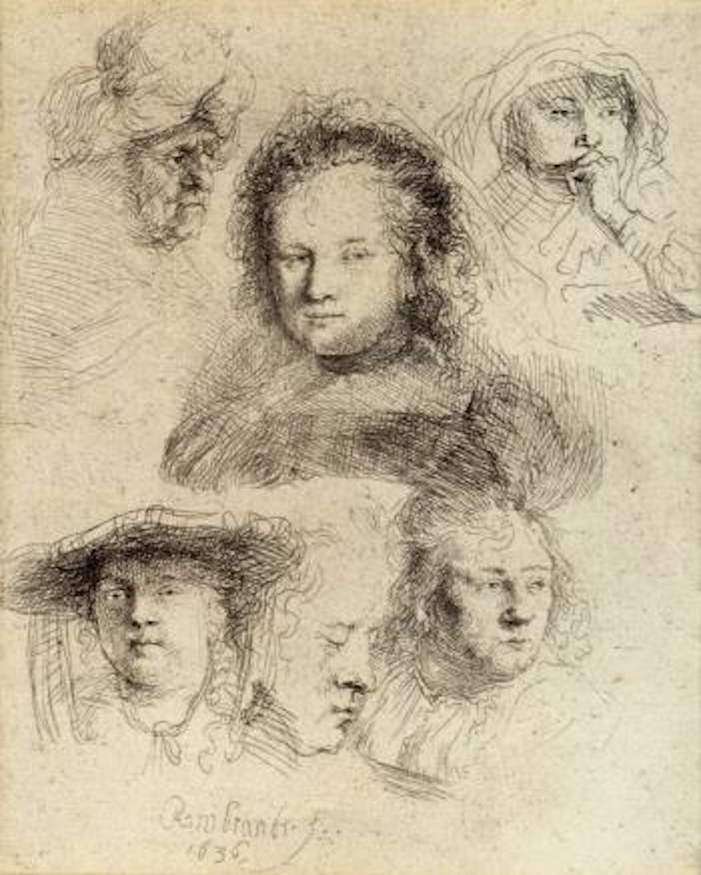 Studies of the head of Saskia by Attributed to Rembrandt Harmensz van Rijn