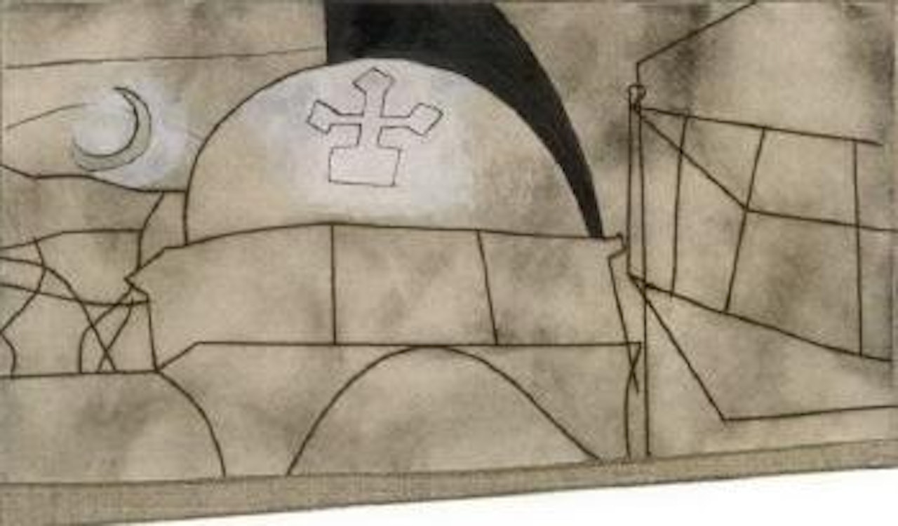 Variation 1, paros with moon by Ben Nicholson, O.M.