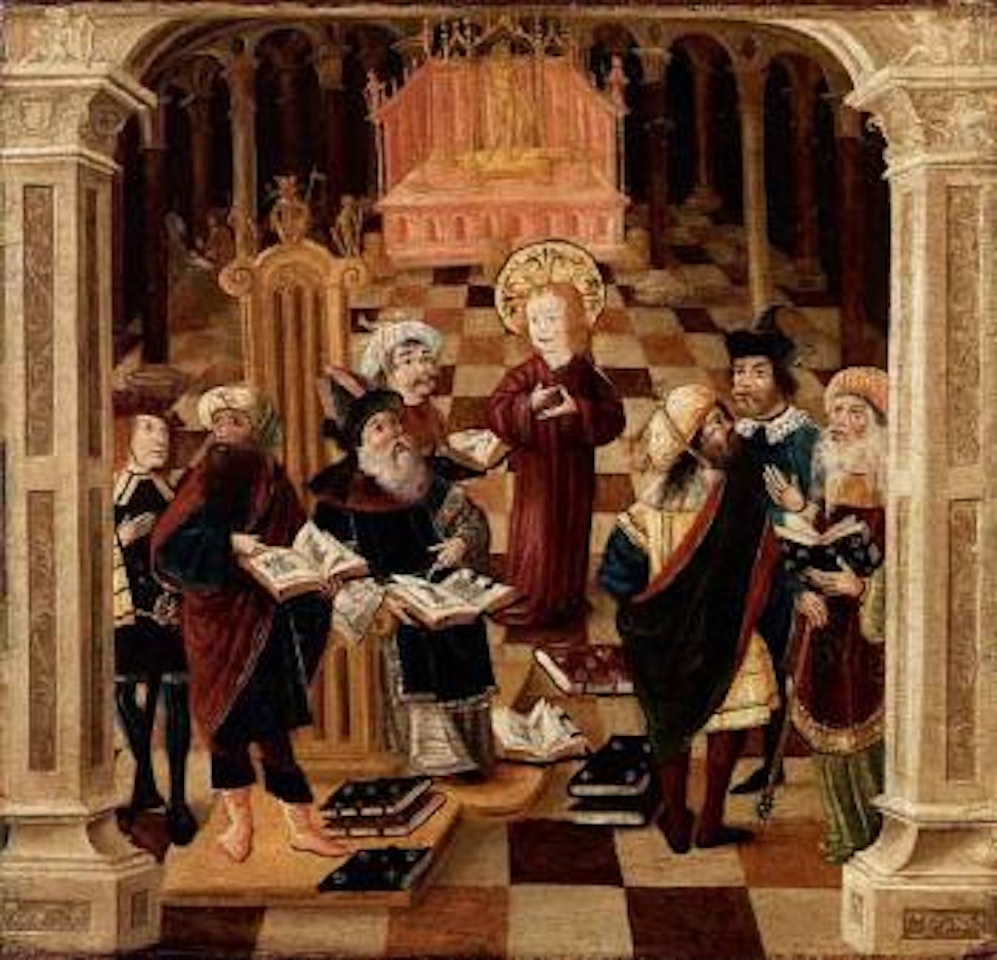 Jesus in the temple by German School