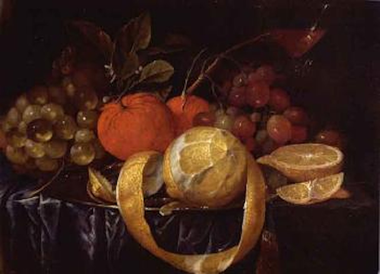 Still life with lemon, grapes and oranges by Cornelis de Heem