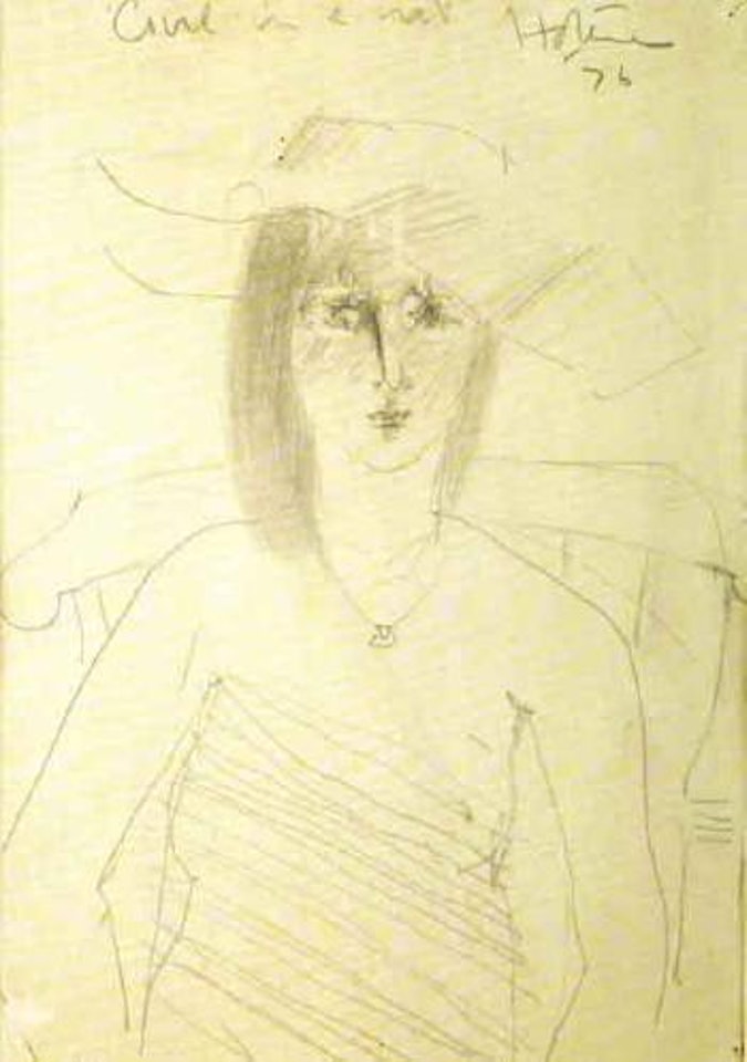 Girl in a hat by Ralph Hotere
