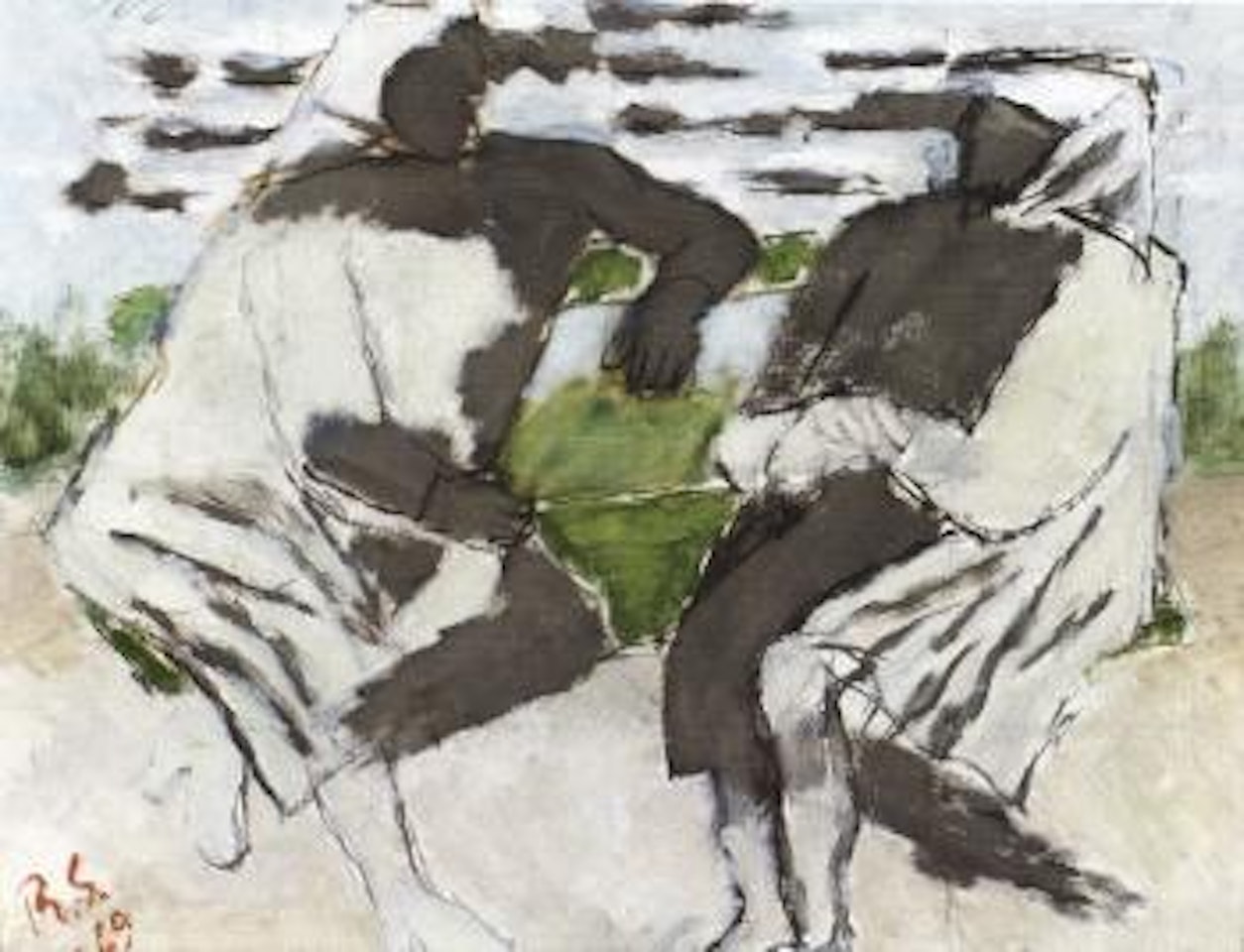 Chatting on the park bench by Ragnar Sandberg