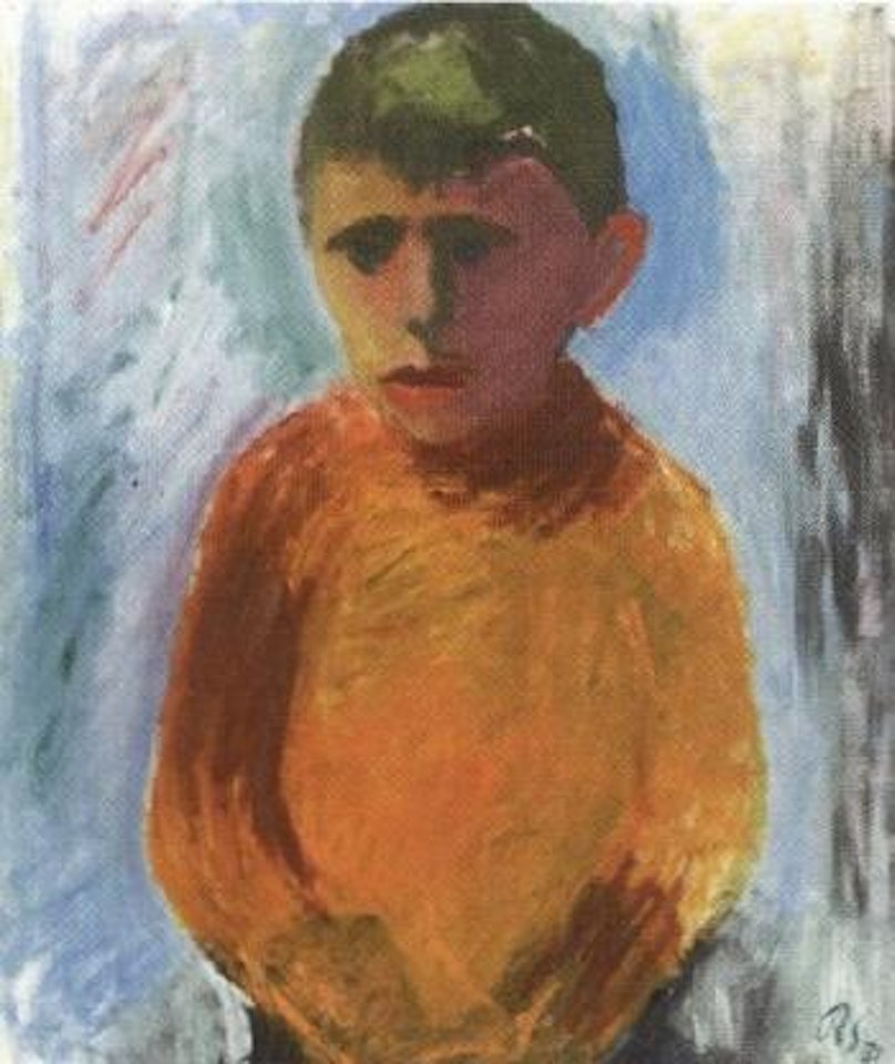 Boy wearing orange jumper by Ragnar Sandberg