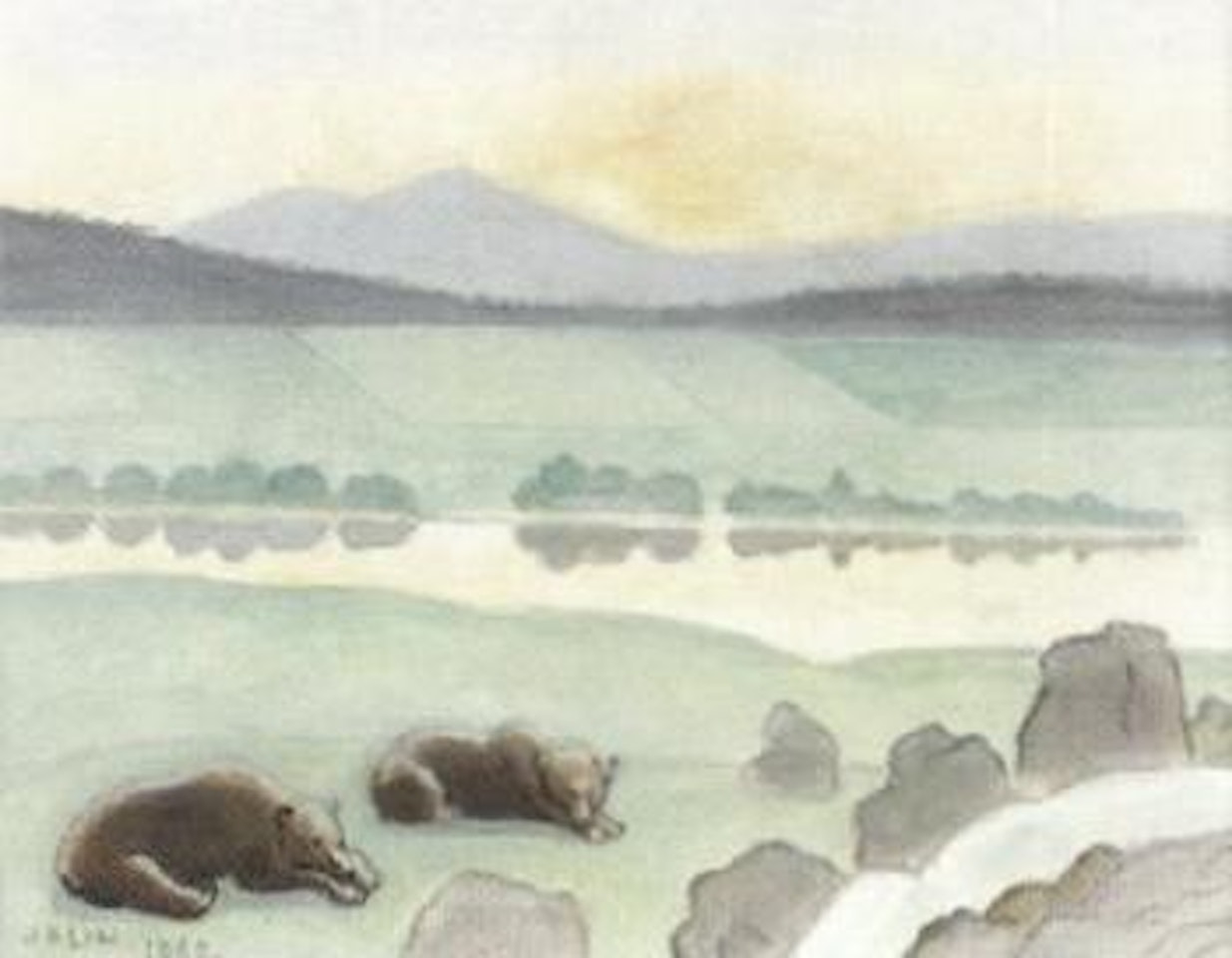 Landscape with bears by Einar Jolin