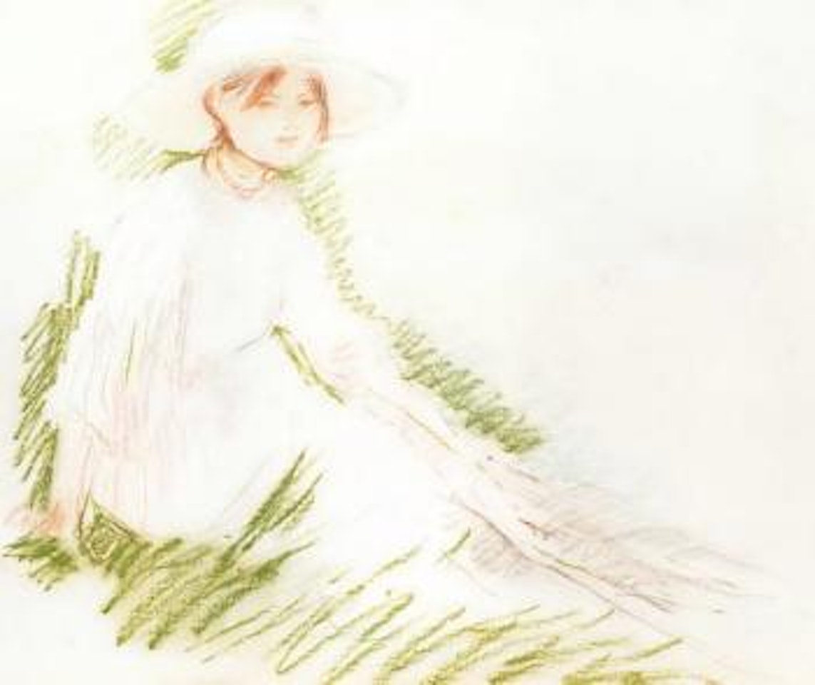 Fillette assise dans l'herbe by Berthe Morisot