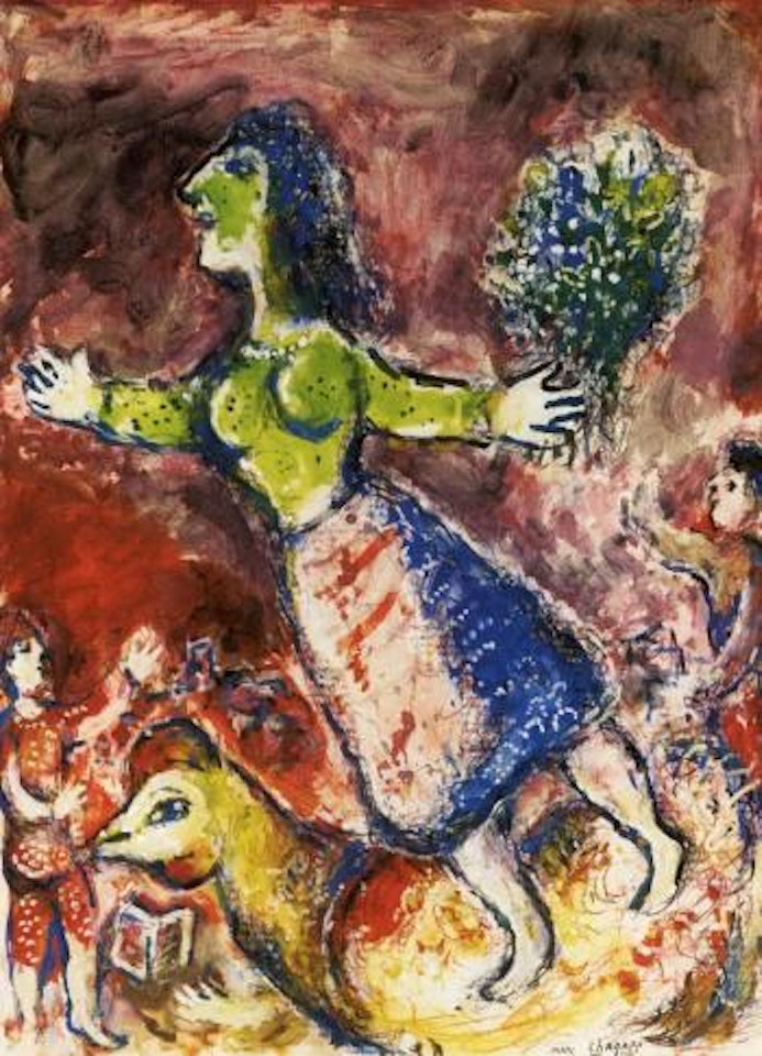 Esquisse pour 'Femme sur fond rouge' by Marc Chagall