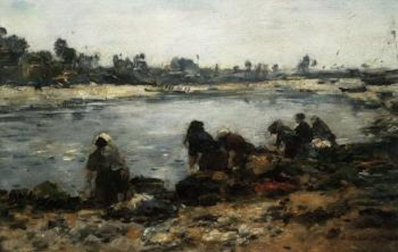 Laveuses au bord de la Touques by Eugène Boudin