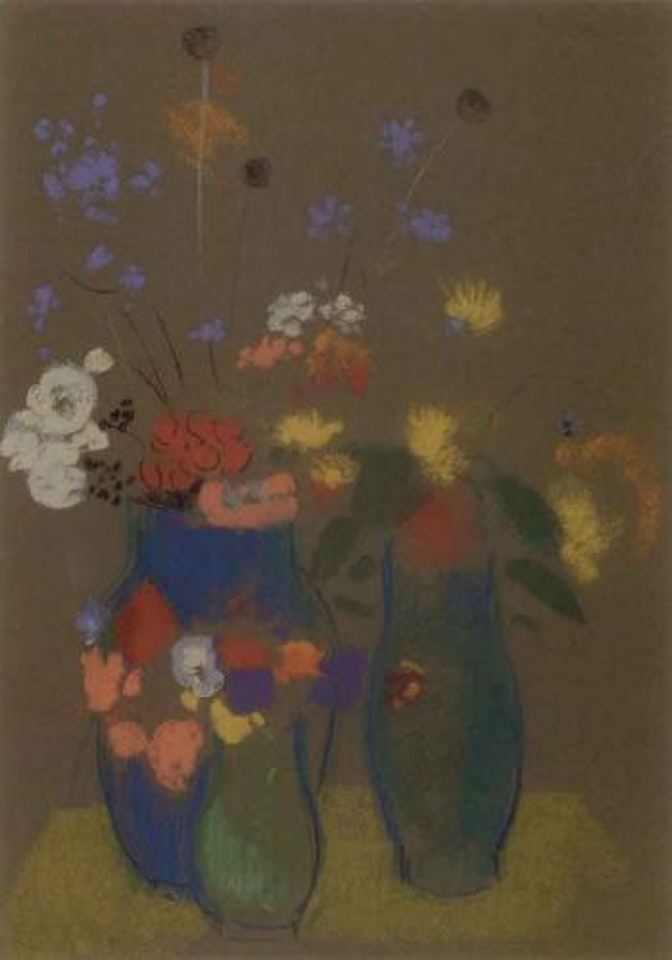 Trois vases de fleurs by Odilon Redon