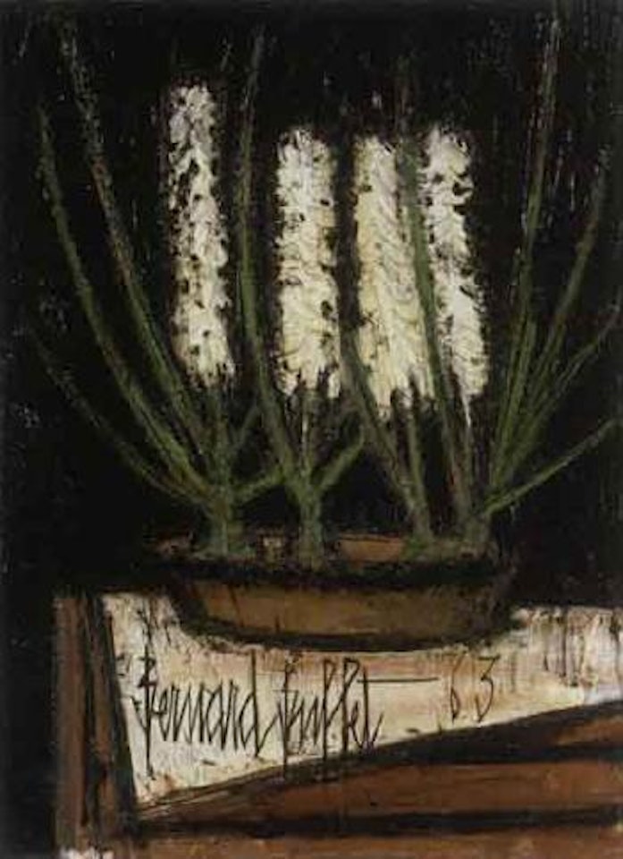 Jacinthes blanches dans un plat by Bernard Buffet