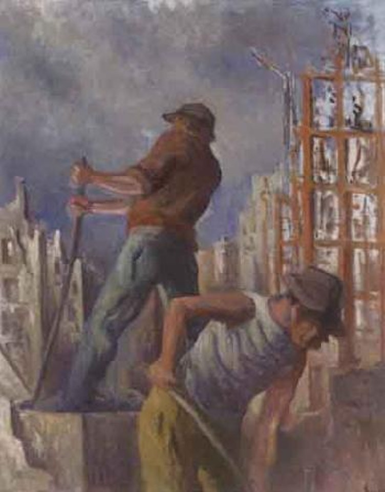 Ouvriers sur un chantier a Paris by Maximilien Luce