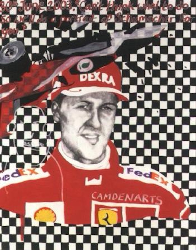 Can't think what to do so we'll do a portrait of Schumacher for you by Keith Tyson