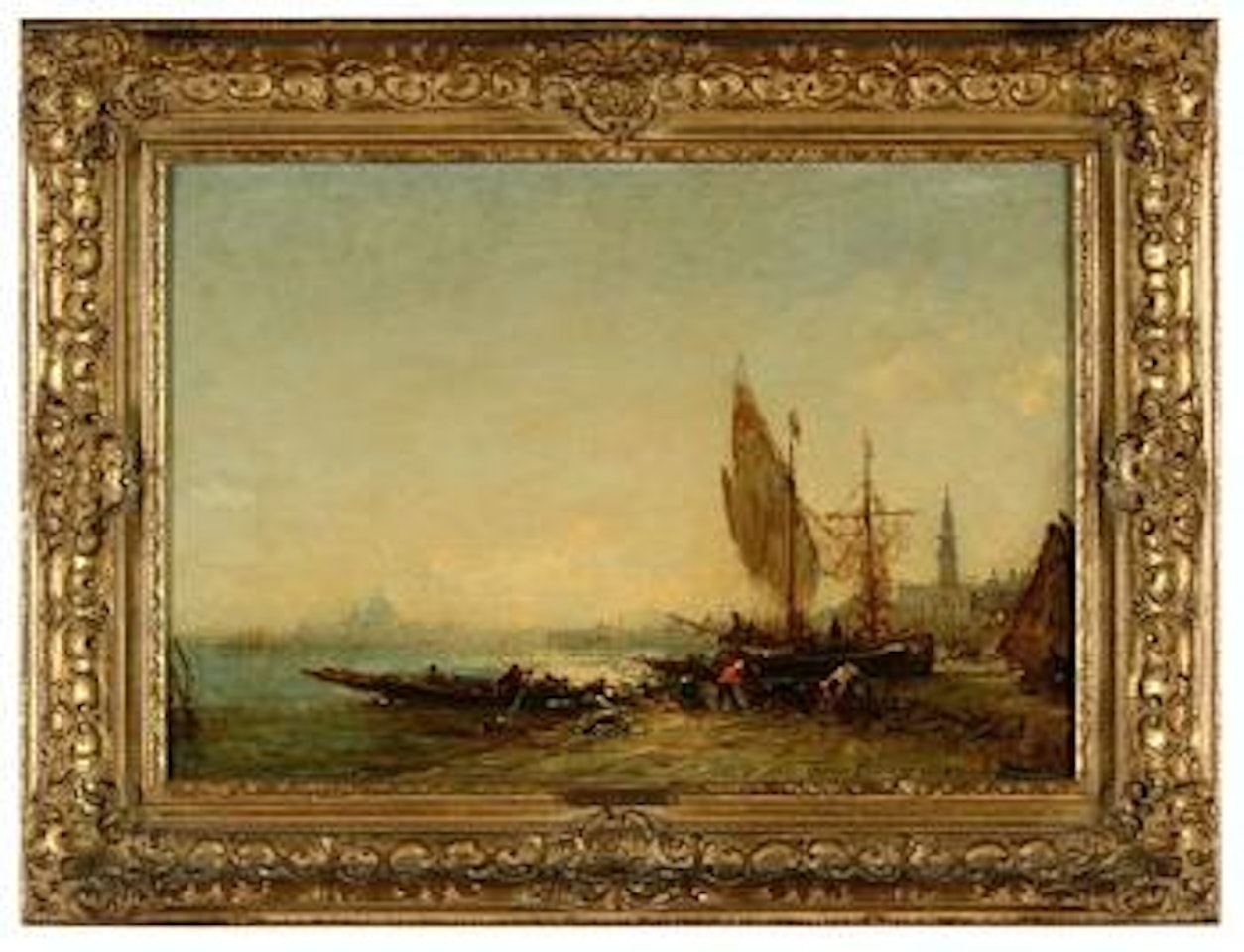 Venetian scene with fishermen by Félix Ziem
