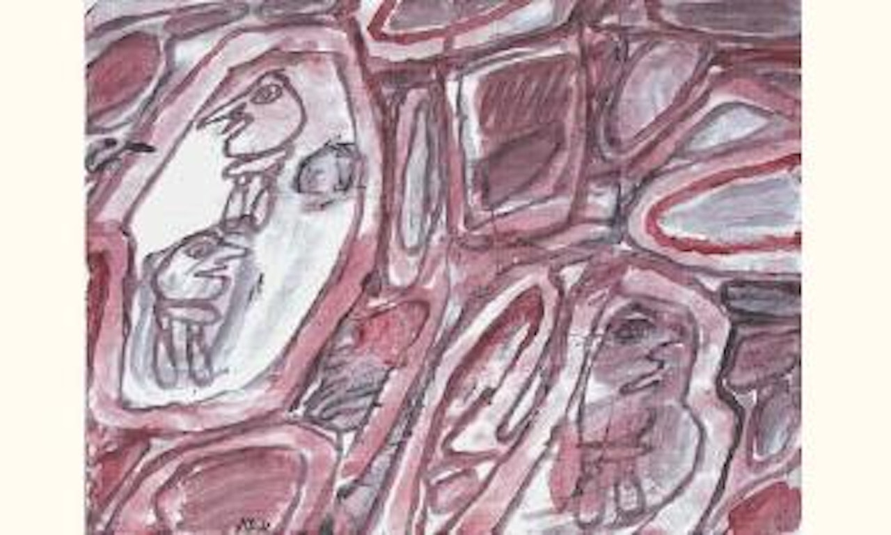 Site avec trois figures by Jean Dubuffet
