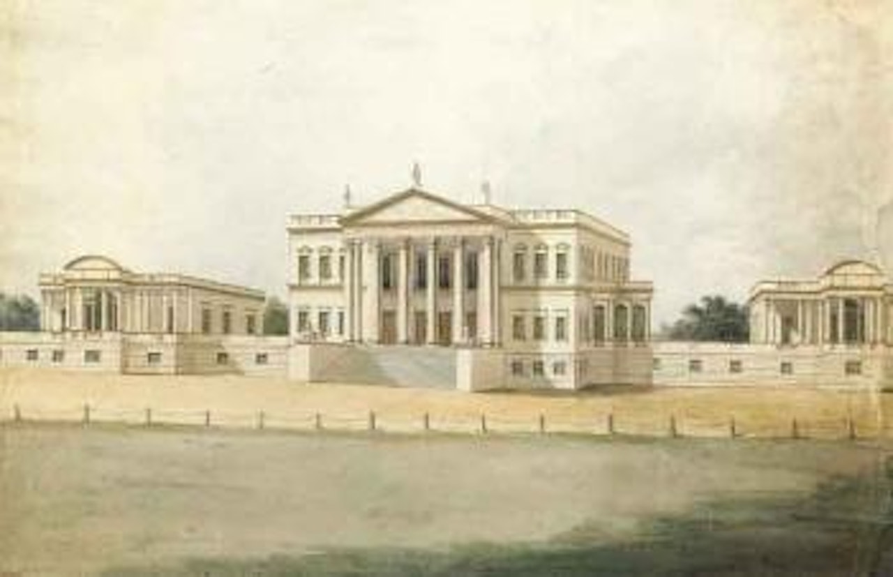 Two views of the former British residency, Hyderabad by English School