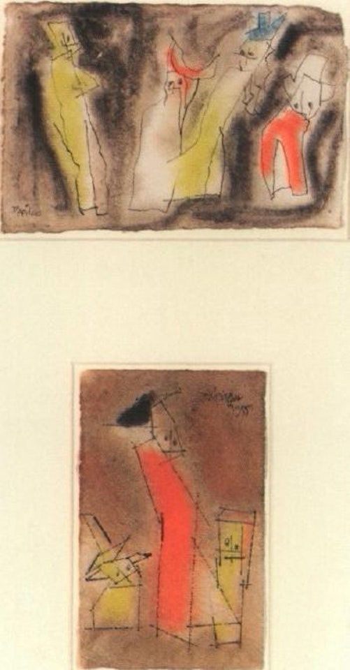Four figures. Three figures by Lyonel Feininger