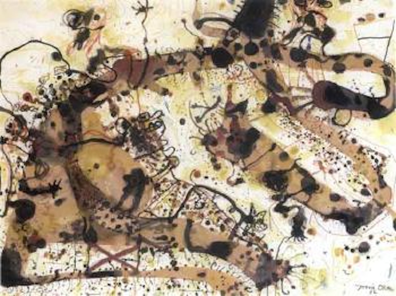 People attached to an animal by John Olsen