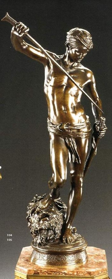 David with Goliath's head by Marius Jean Antonin Mercie