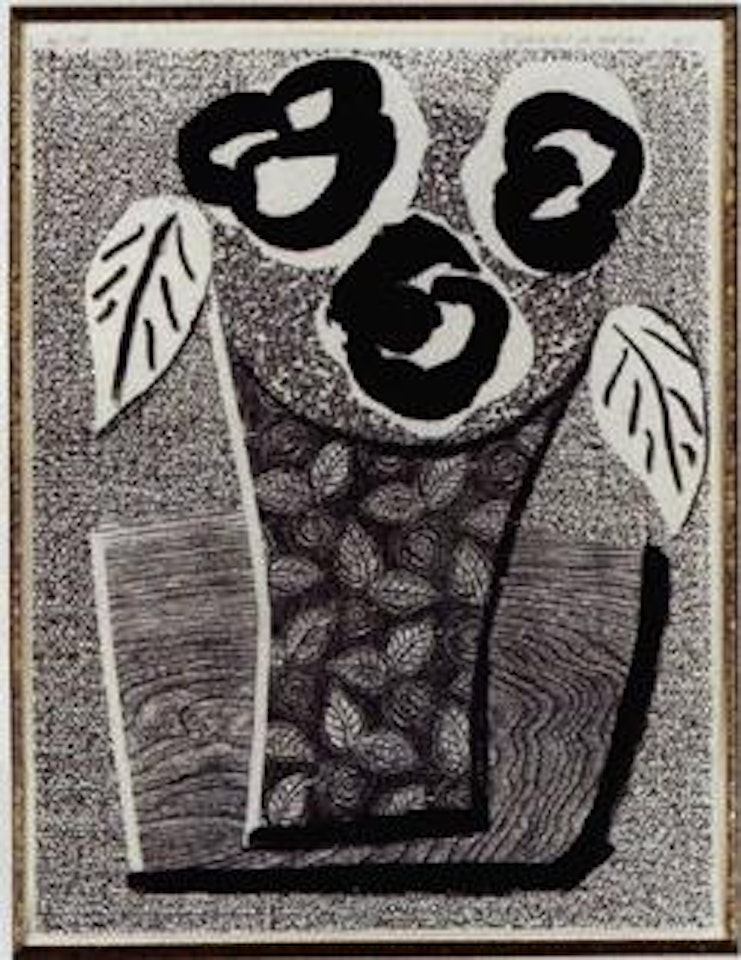 Three black flowers by David Hockney