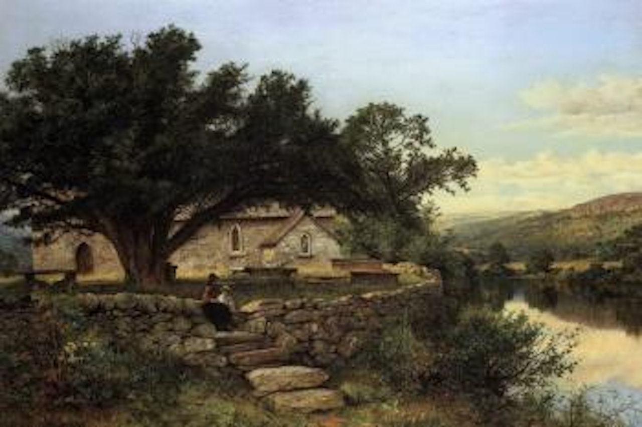 Betws-y-coed church, on the Conway by Benjamin Williams Leader