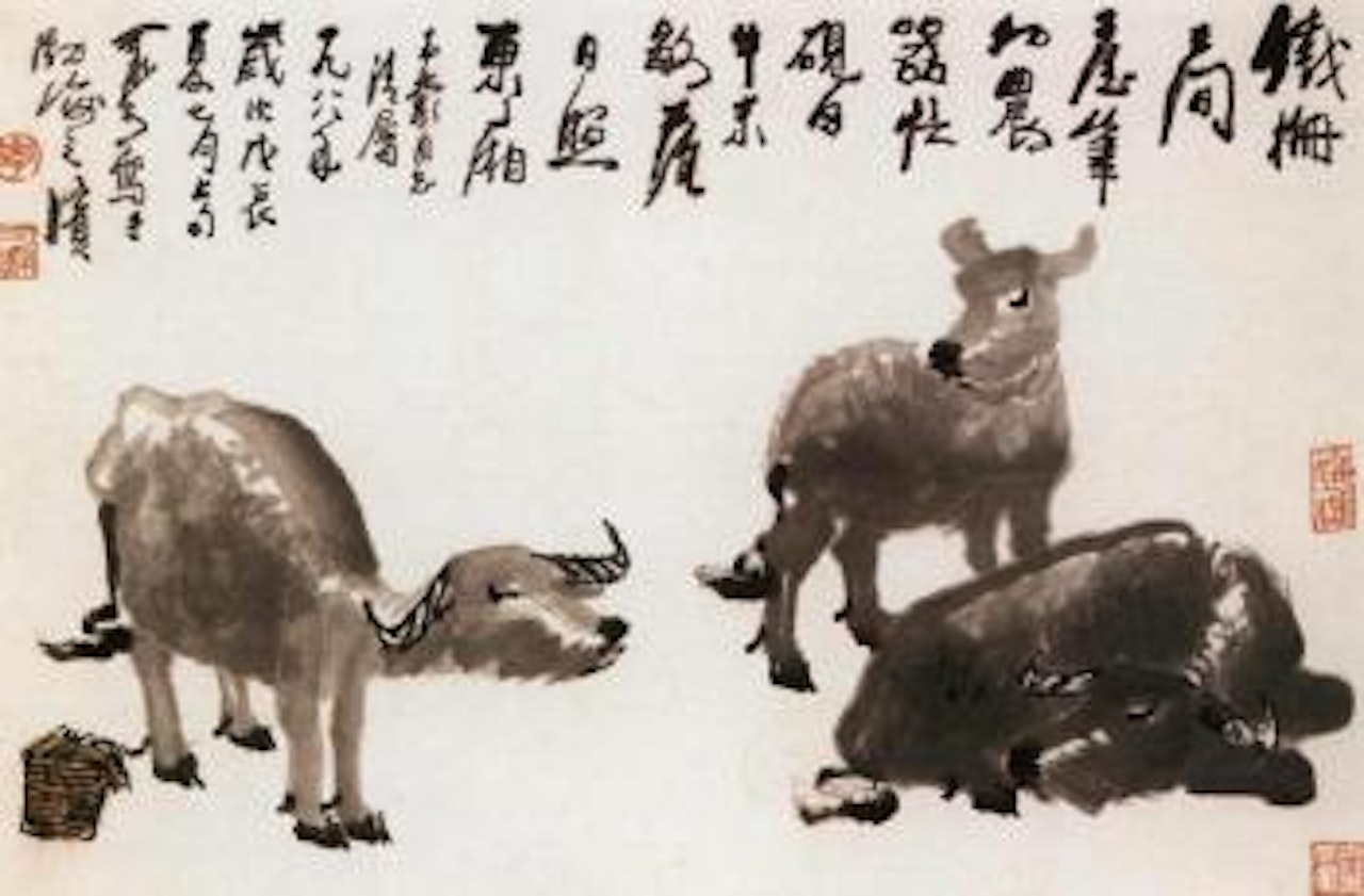 Buffaloes by Li Keran