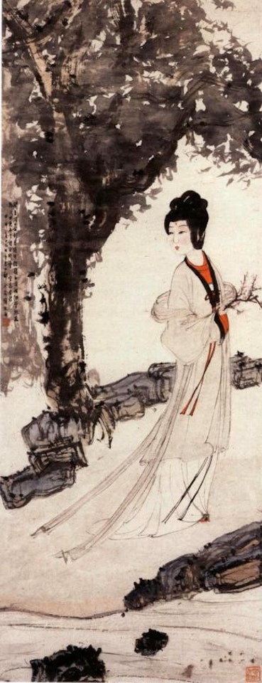Lady under a tree by Fu Baoshi