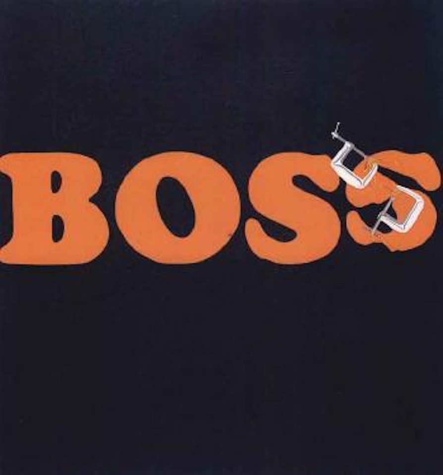 Not only securing the last letter but damaging it as well, boss by Ed Ruscha