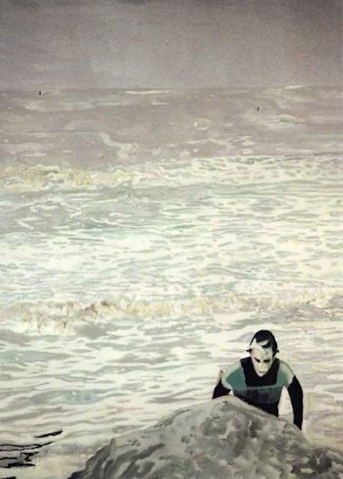 Figure in the surf by Peter Doig